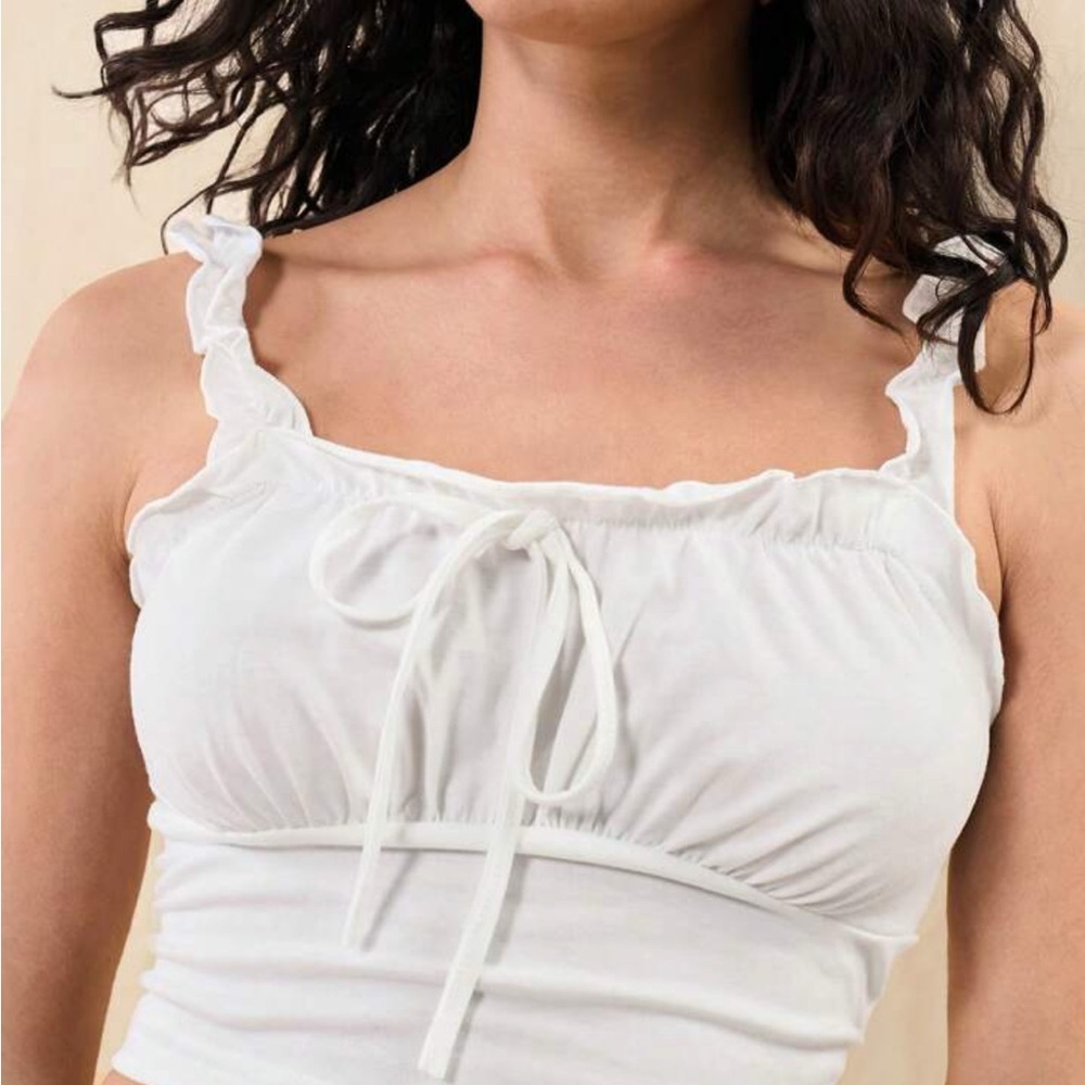 White Ruffled Tank Top - Picture 3 of 3